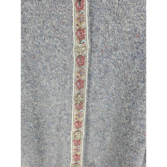 Alps Womens Sz XL Cardihan Sweater Wool Blend Gray Blue Knit Vintage - Picture 2 of 5